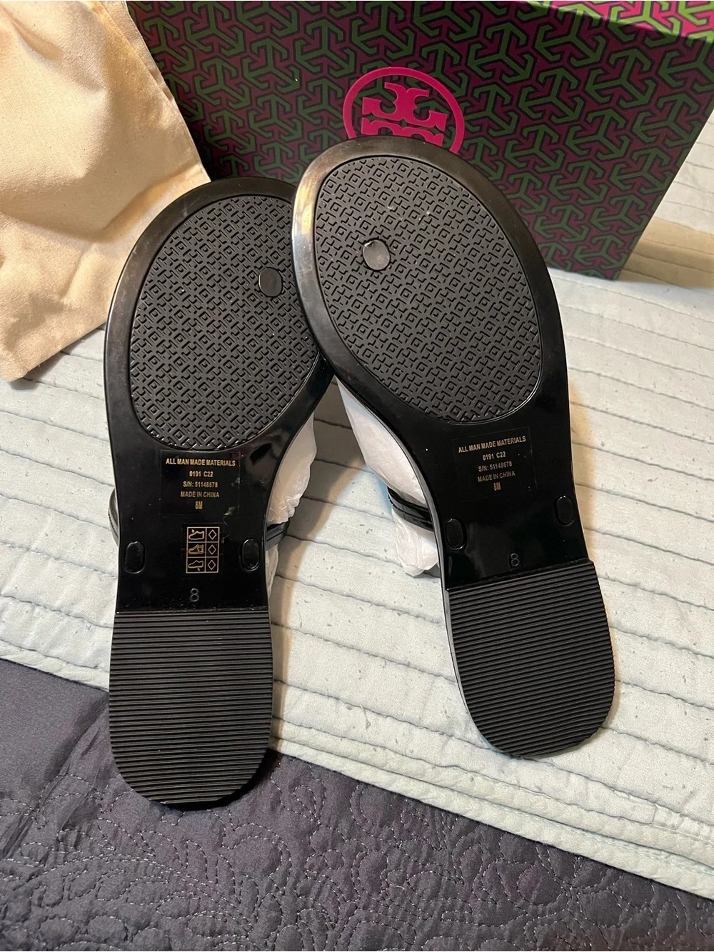 Tory Burch Black Mini Miller Jelly Thongs, Size 8M - Picture 3 of 6